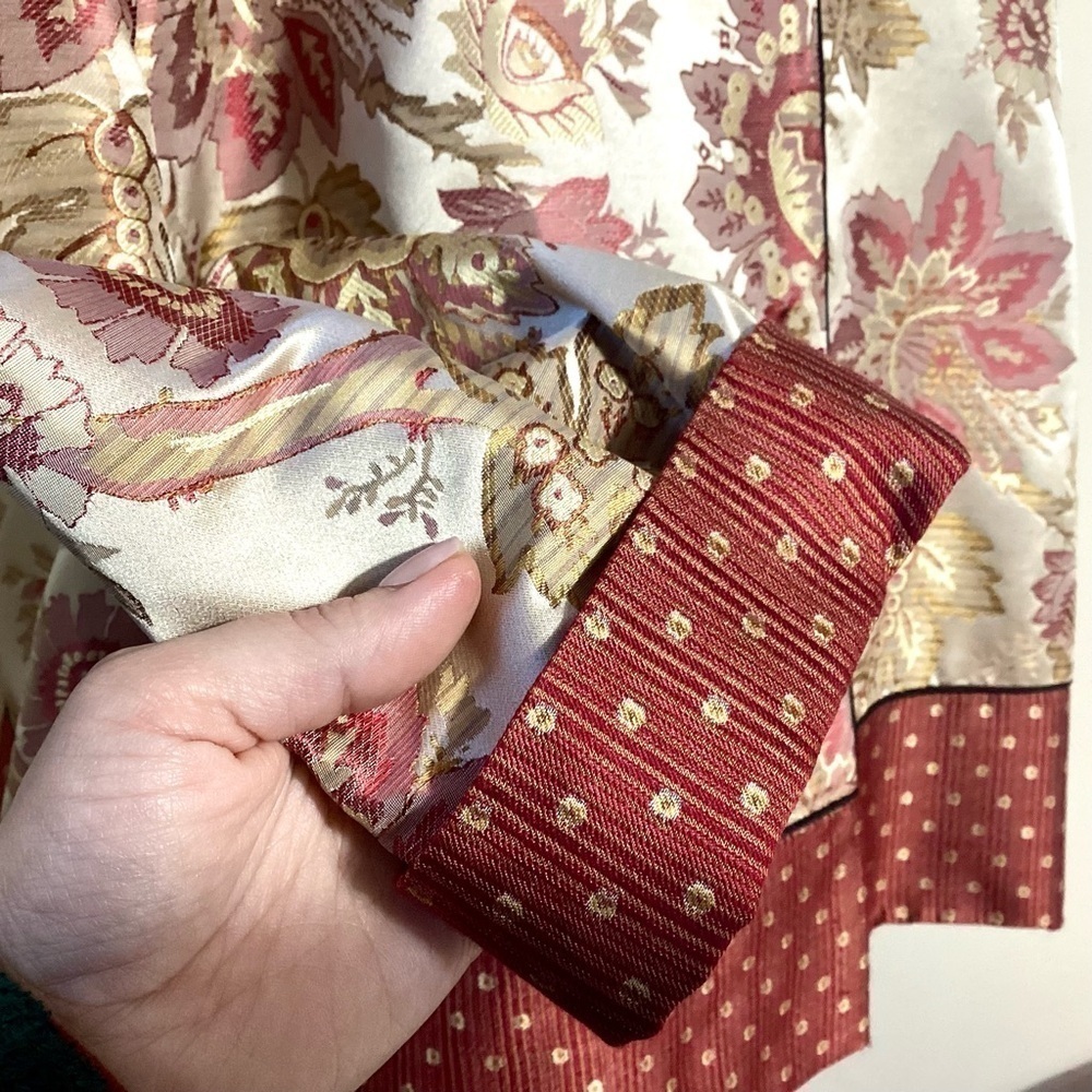 August Max Silk Floral Jacquard Jacket Size 4 Autumnal Sophisticated Chic Fall - Picture 10 of 15